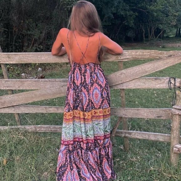 Zara Paisley Print Flowy Maxi Dress - Picture 8 of 16
